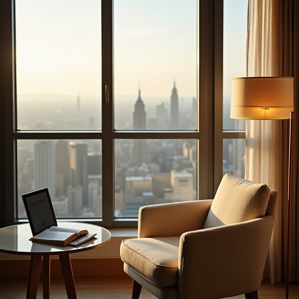 Ambiente di studio tranquillo con luce naturale per apprendimento finanziario