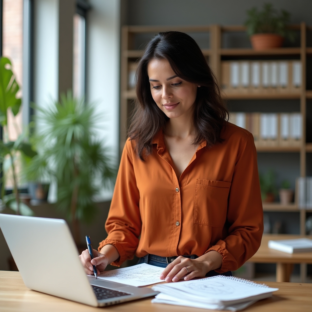 Professionista creativo che studia materiali educativi sulla gestione finanziaria